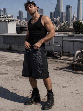 Helmut Lang Tear-Away Snap Shorts Black XL Tech Nylon Minimal Archive Style